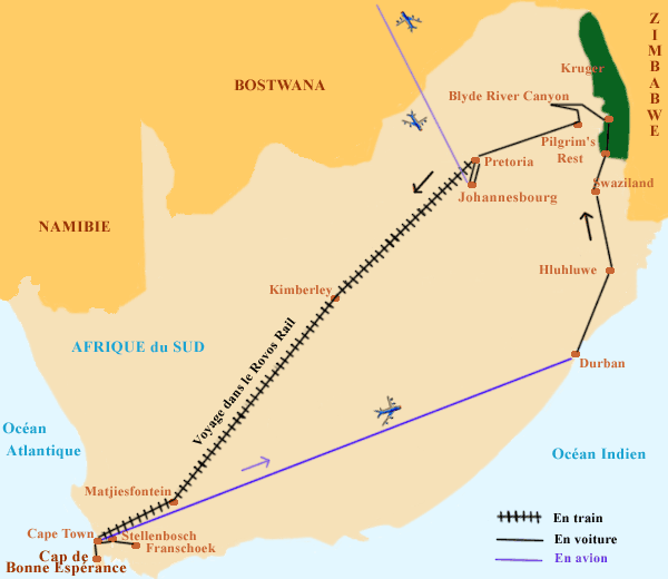 Itinéraire en Afrique du Sud