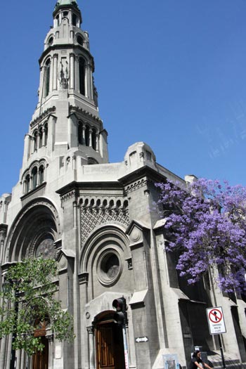 Eglise et jacaranda