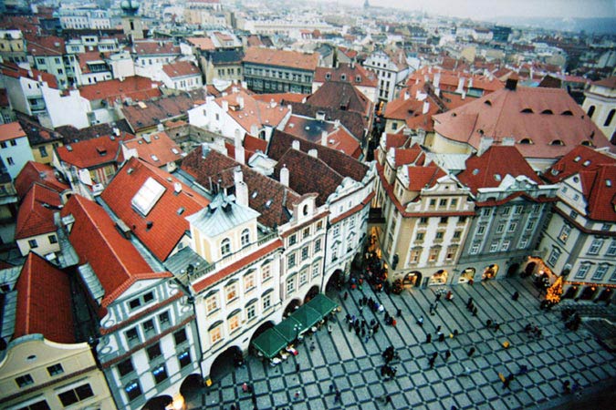 Les toits de la ville vus depuis la tour de l'horloge.