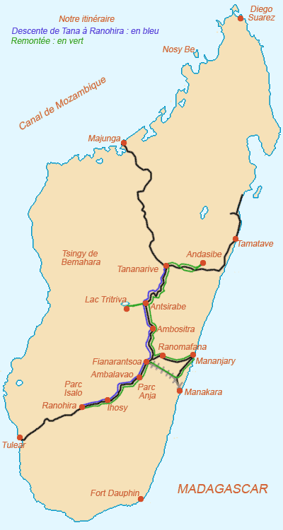 Carte de Madagascar.