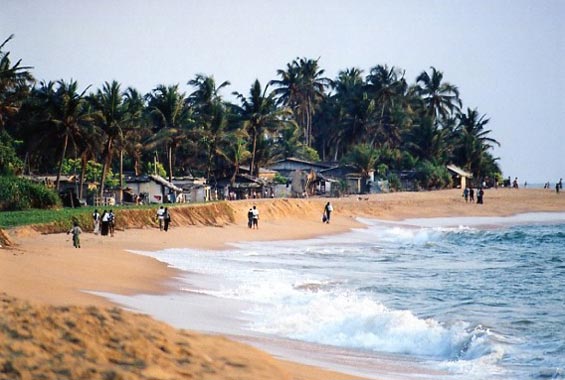 Village de pêcheurs au bord de l'Océan Indien.